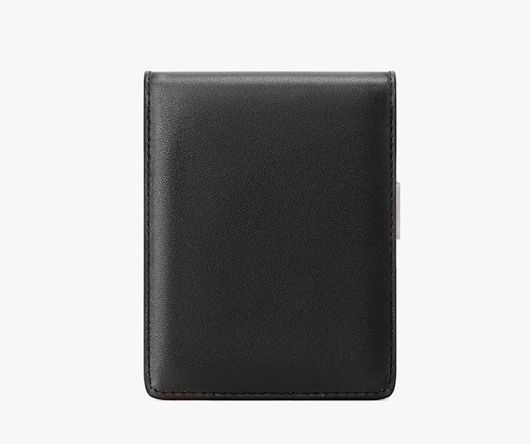 Men's Leather Money Clip Slim Wallet - Black