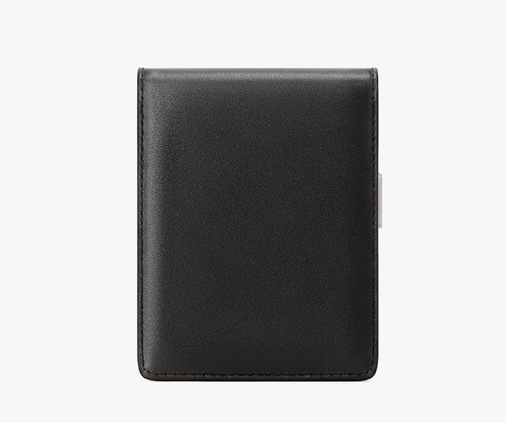 Men's Leather Money Clip Slim Wallet - Black