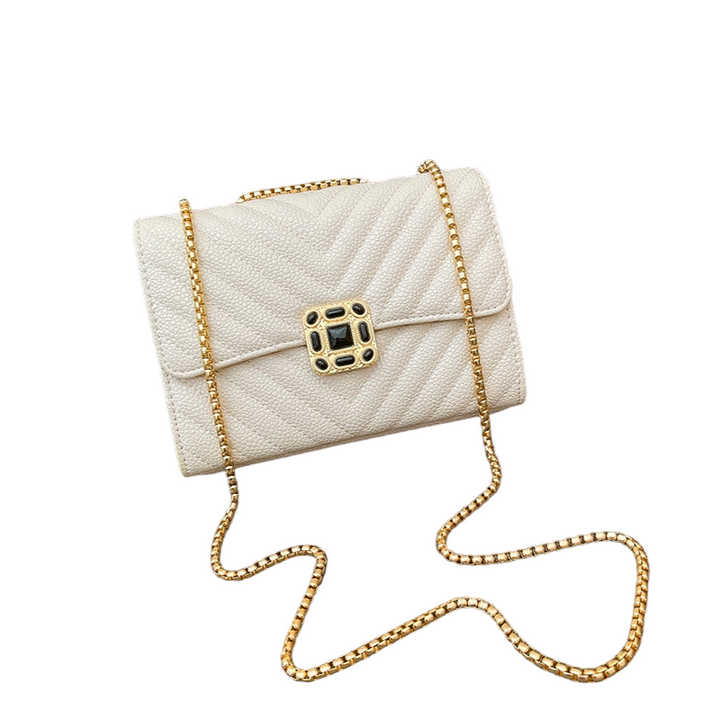 Quilted Chain Cross Bag - OffWhite