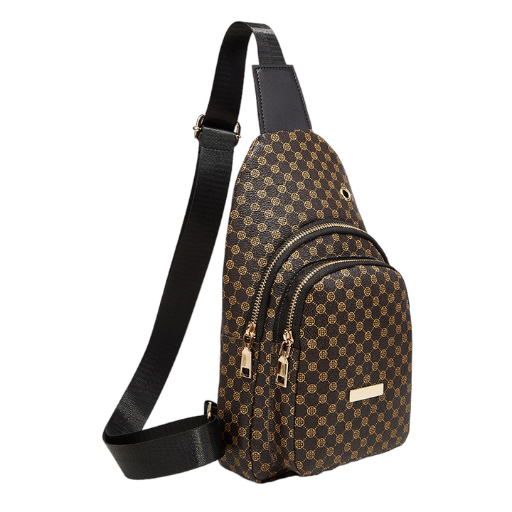 Multi Zipper Pattern Sling Bag - Coffee