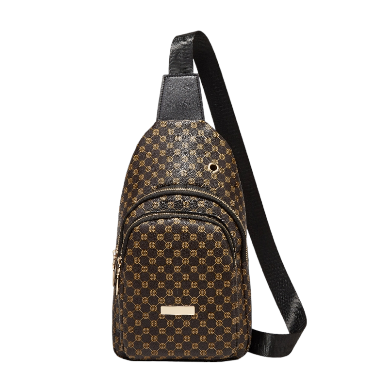 Multi Zipper Pattern Sling Bag - Coffee