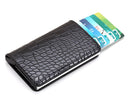 Automatic Pop Up Crocodile Pattern Cardholder - Black