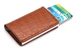 Automatic Pop Up Crocodile Pattern Cardholder - Brown