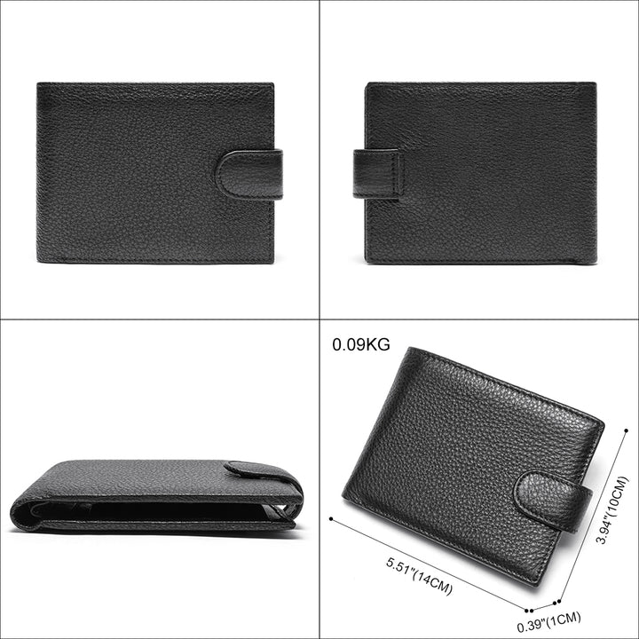 Men's Leather Bifold Slim Wallet - Black