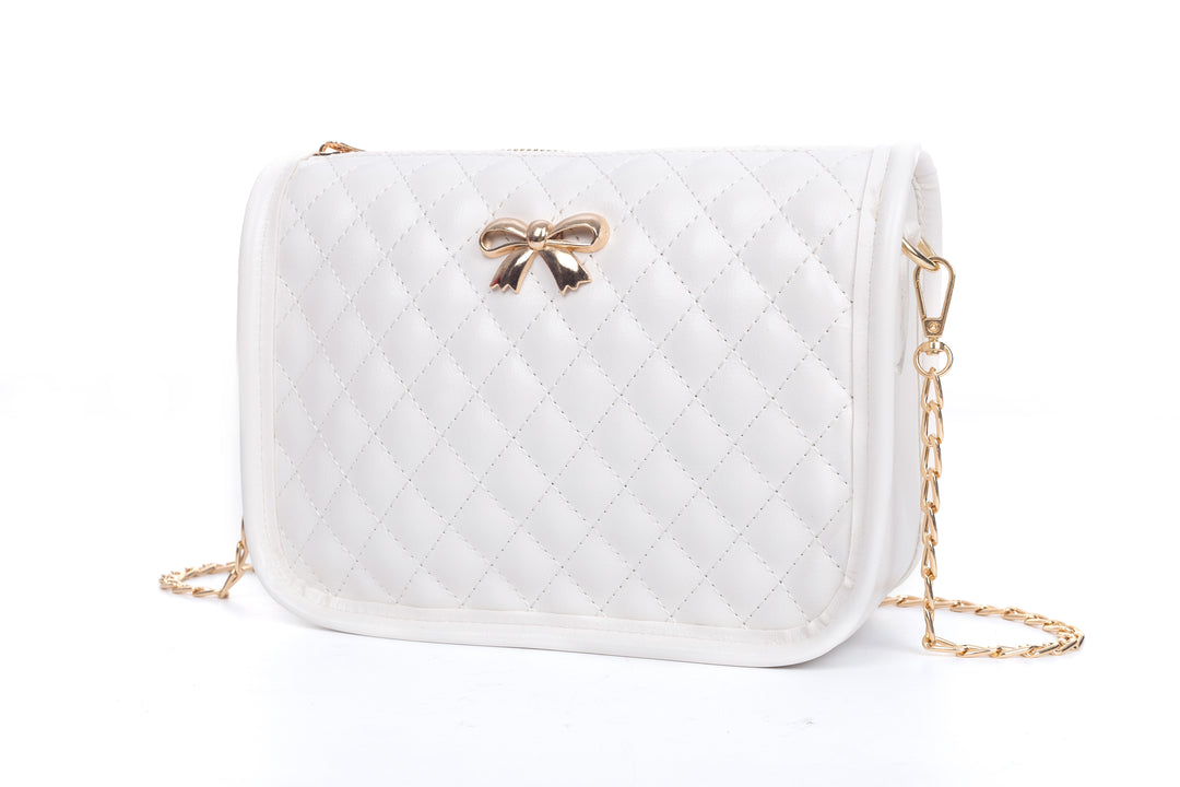 Bowknot Chain Cross Bag - OffWhite