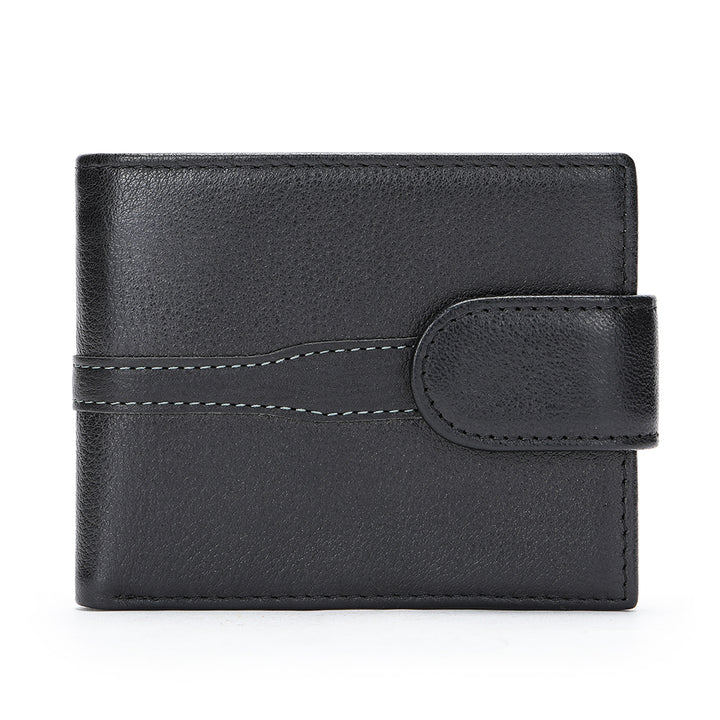 Men's Leather Bifold Minimalist  Wallet - Black