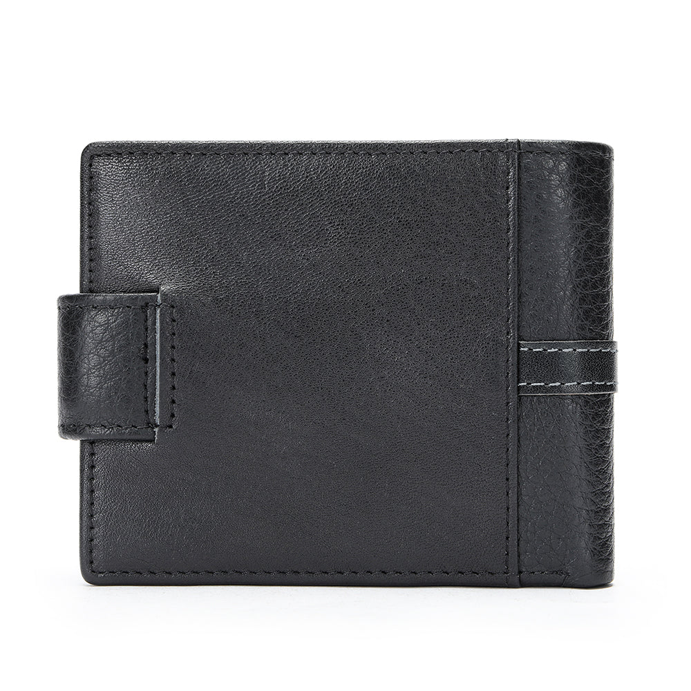 Men's Leather Bifold Minimalist  Wallet - Black