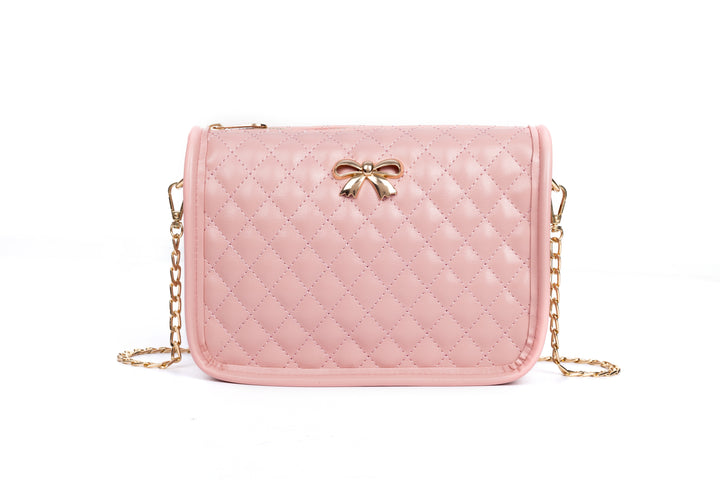 Bowknot Chain Cross Bag - Pink