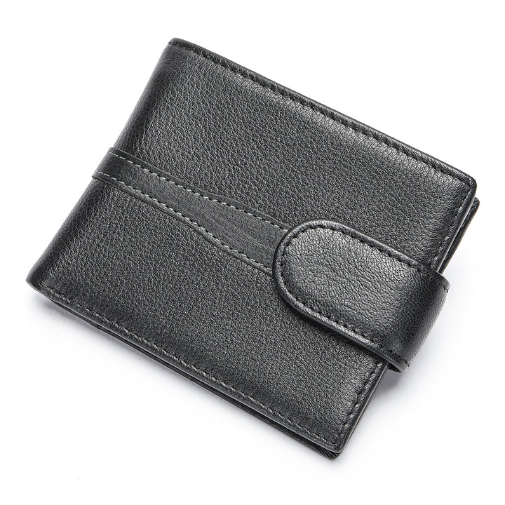 Men's Leather Bifold Minimalist  Wallet - Black