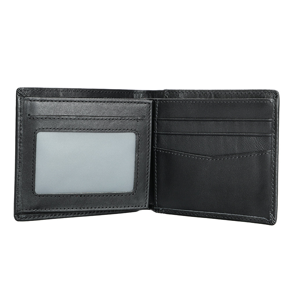 Men's Leather Bifold Wallet - Black