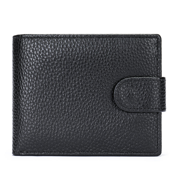 Men's Leather Bifold Texture Wallet - Black