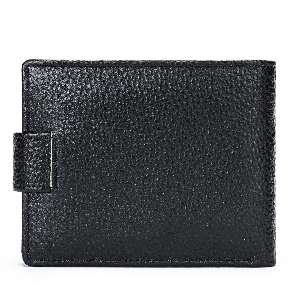 Men's Leather Bifold Texture Wallet - Black