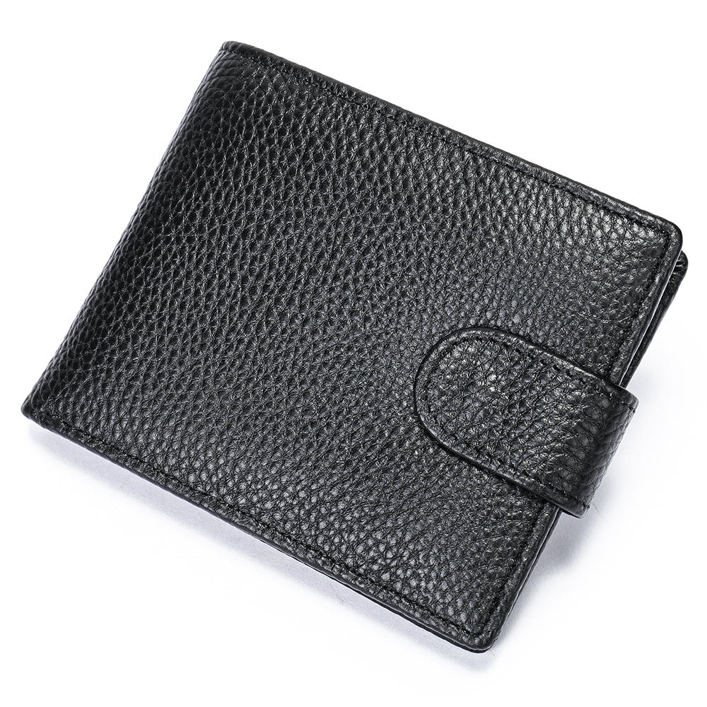 Men's Leather Bifold Texture Wallet - Black