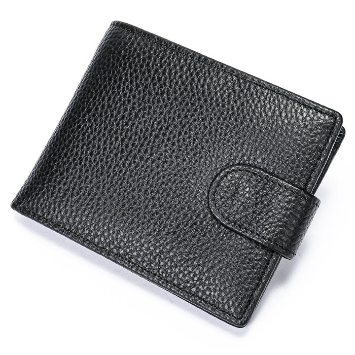 Men's Leather Bifold Texture Wallet - Black