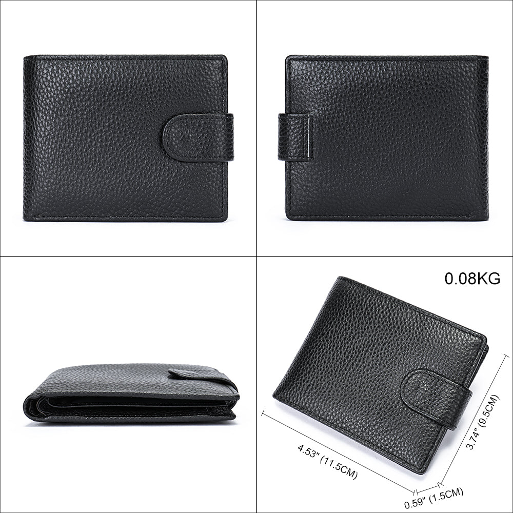 Men's Leather Bifold Texture Wallet - Black