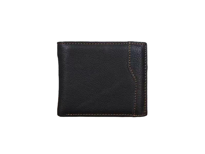 Men's Leather Plain Wallet - Black