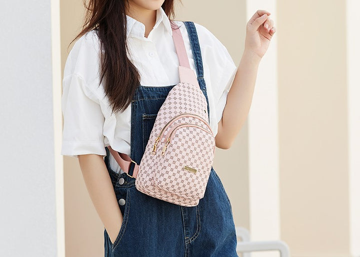 Multi Zipper Pattern Sling Bag - Pink