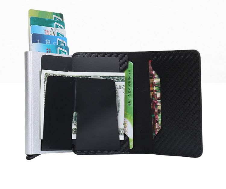 Automatic Pop Up Carbon Fiber Cardholder - Black