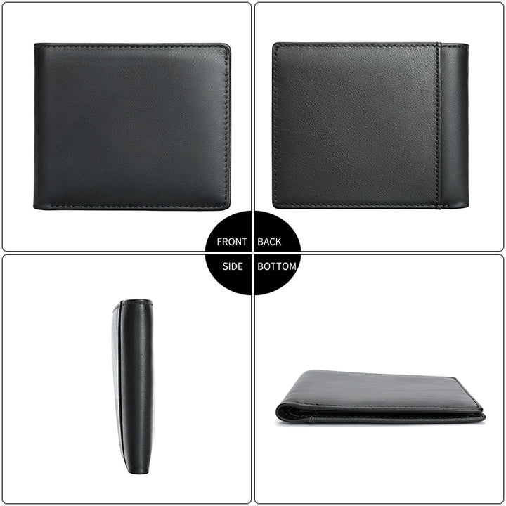 Men's Leather Bifold Wallet - Black