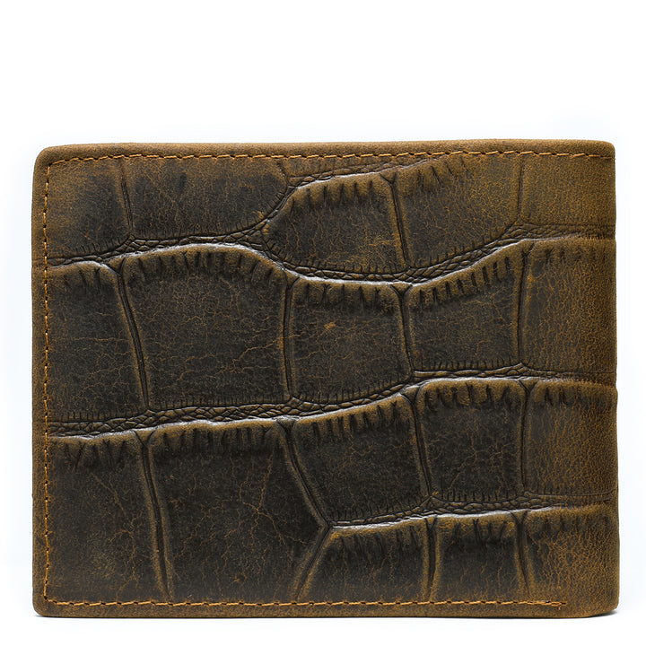 Men's Leather Stone Grain Wallet - Coffee