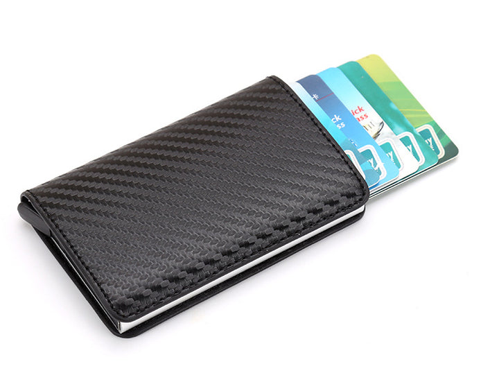 Automatic Pop Up Carbon Fiber Cardholder - Black