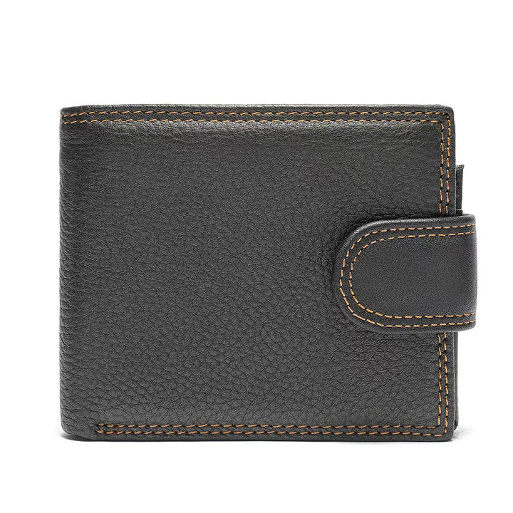 Men's Leather Flap Wallet - Black