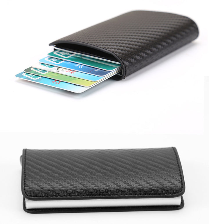 Automatic Pop Up Carbon Fiber Cardholder - Black