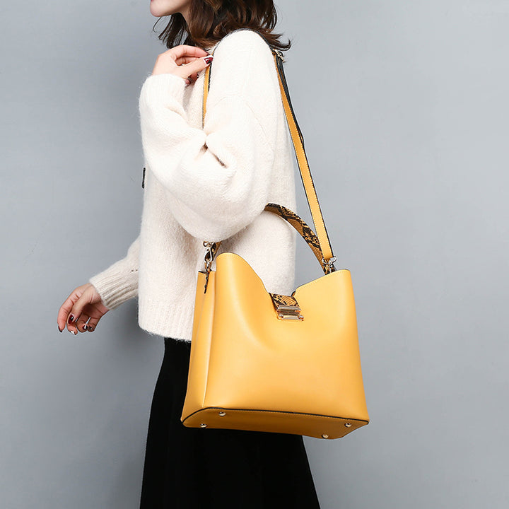 Crocodile Two Piece Bucket Bag - Yellow