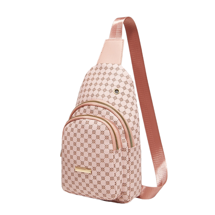 Multi Zipper Pattern Sling Bag - Pink