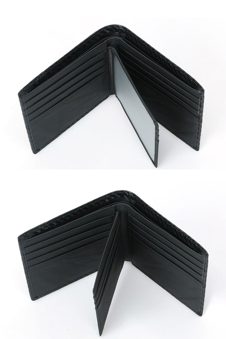 Men's Leather Minimalist Slim Wallet - Black