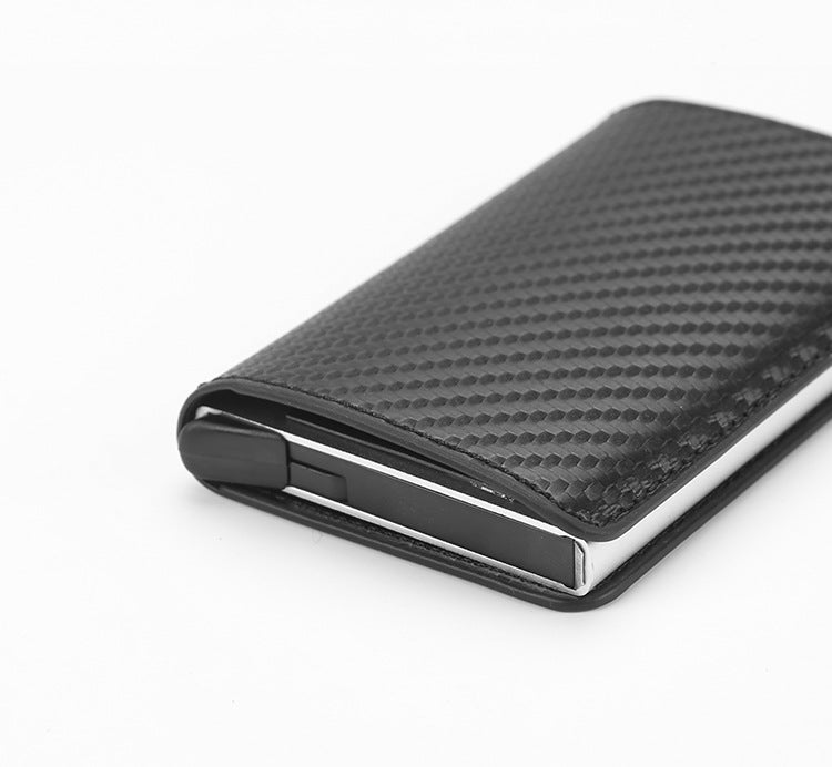 Automatic Pop Up Carbon Fiber Cardholder - Black