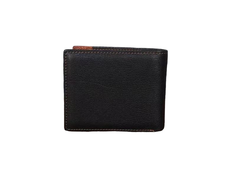 Men's Leather Side Strip Wallet - Black