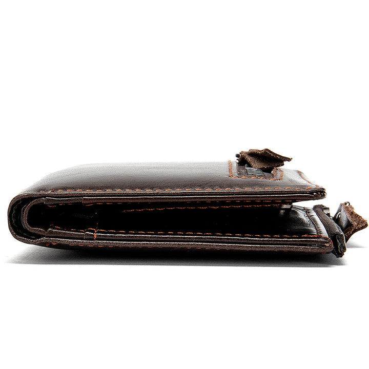 Men's Leather Compact Wallet - Coffee