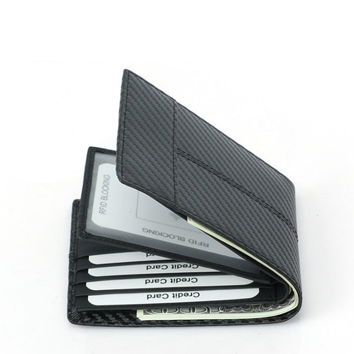 Men's Leather Minimalist Slim Wallet - Black