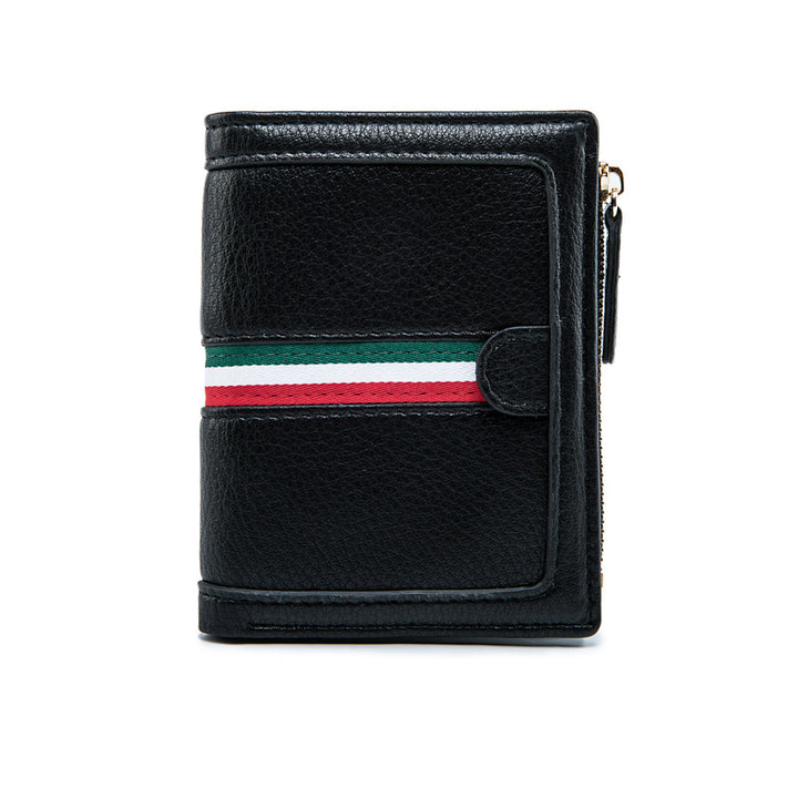 Women Stripe Wallet - Black