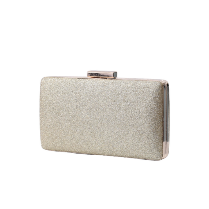 Powder Metal Evening Clutch - Light Golden