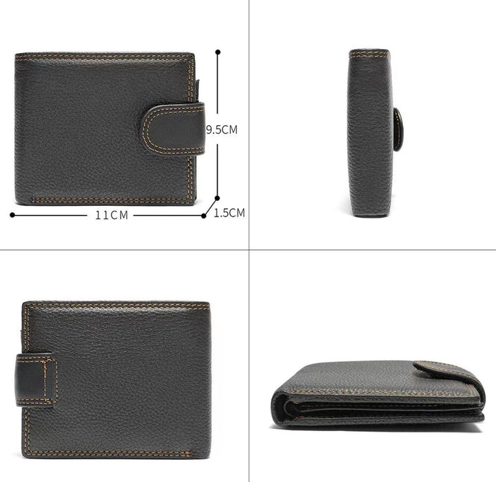 Men's Leather Flap Wallet - Black