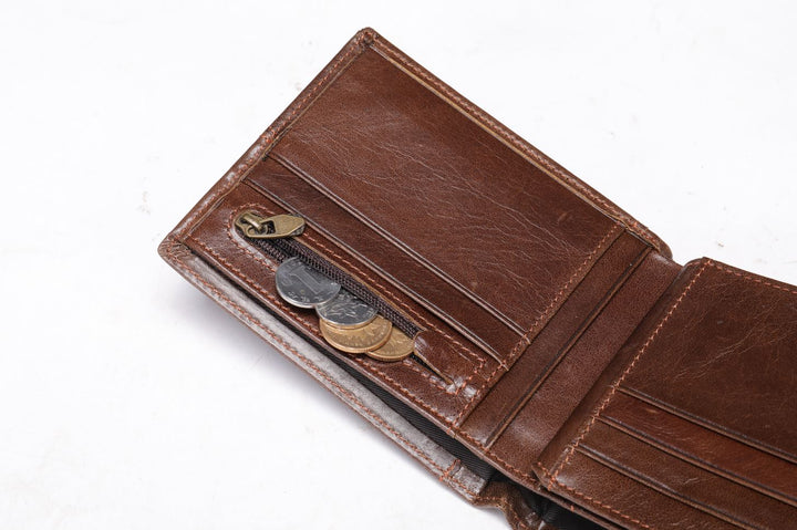 Men's Leather Multilayer Wallet - Brown