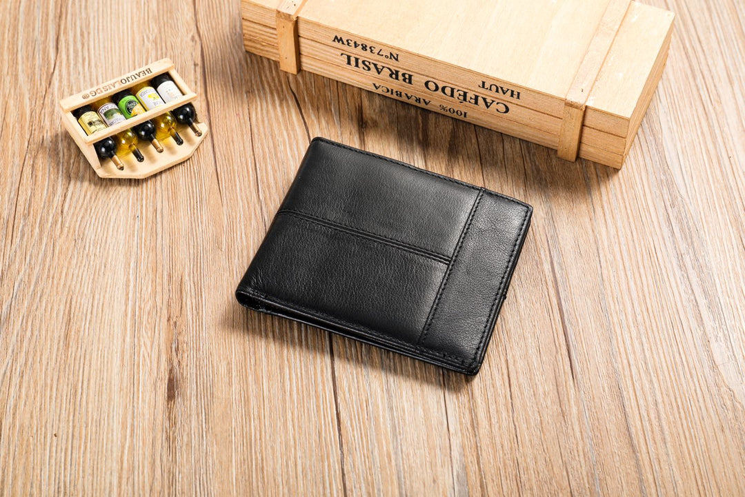 Men's Leather Multilayer Wallet - Black