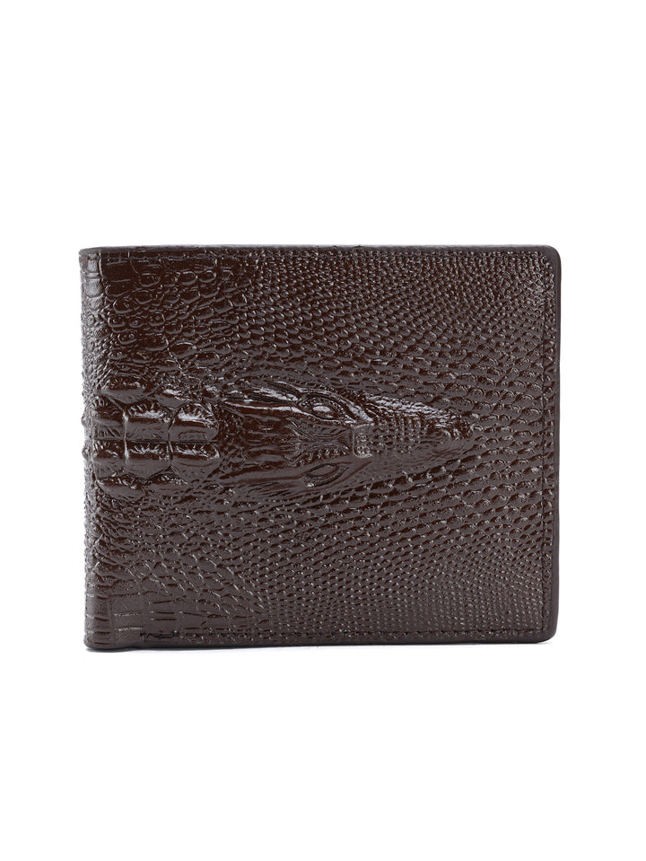 Men's Crocodile Pattern Wallet - Coffee