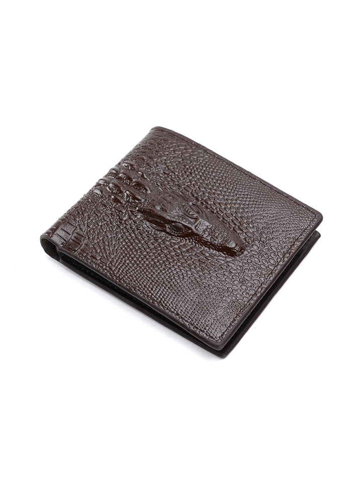 Men's Crocodile Pattern Wallet - Coffee