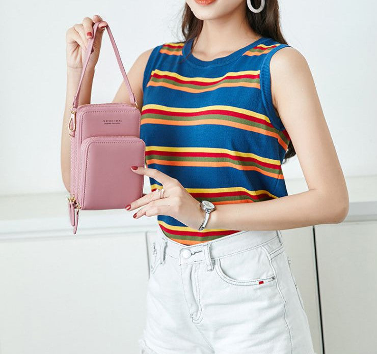 Three Layers Crossbody Phone Bag - Pink