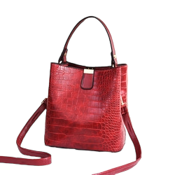 Stone Grain Bucket Bag - Red