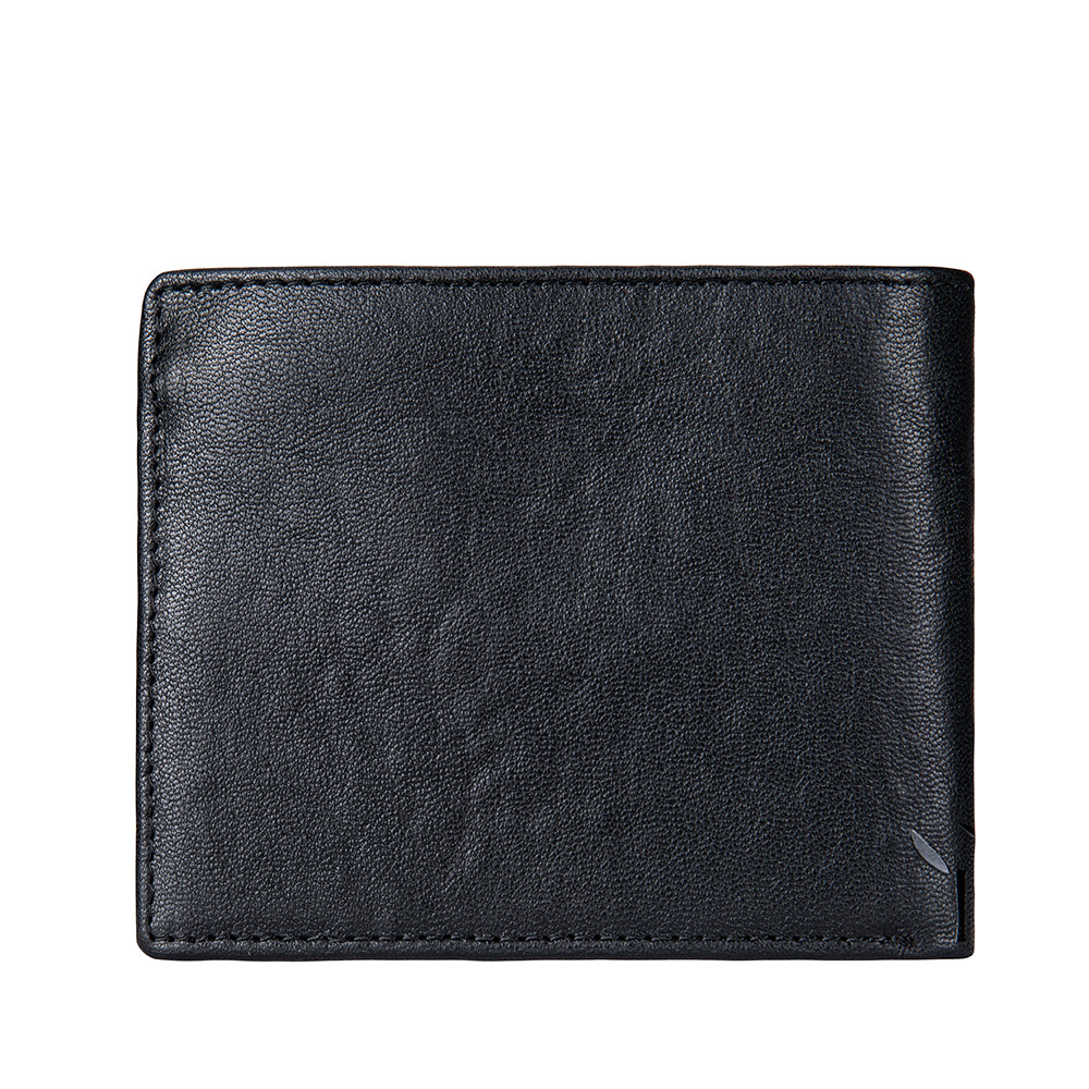 Men's Leather Bamboo Pattern Wallet - Black