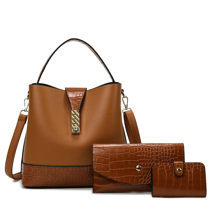 Three Piece Bucket Bag - Brown