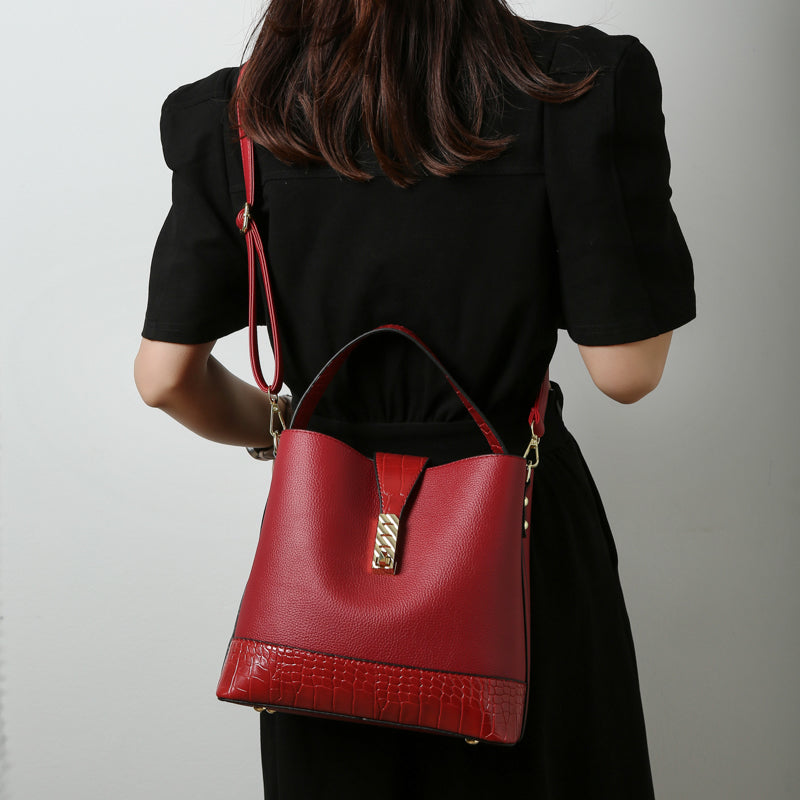 Three Piece Bucket Bag - Wine Red