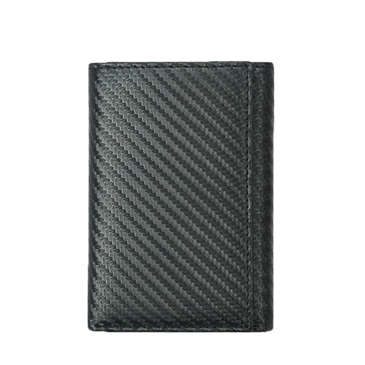 Men's Leather Three Fold Microfiber Wallet - Black