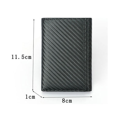 Men's Leather Three Fold Microfiber Wallet - Black