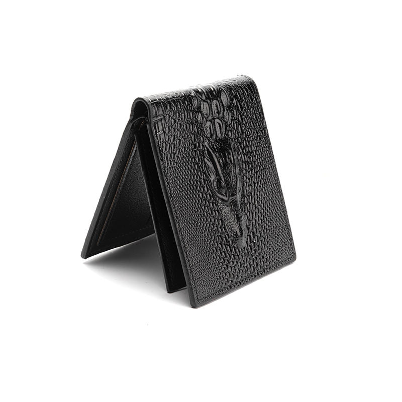 Men's Crocodile Pattern Wallet - Black