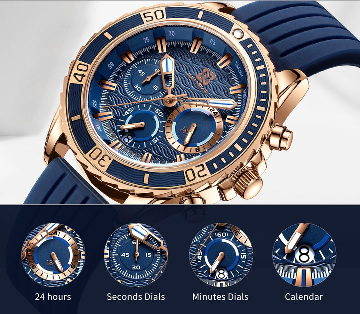 Ben Nevis Chronograph Men Watch - Rose Gold Blue